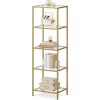 Narrow Gold Metal Frame Glass Shelves Shelving Unit Slim 4-Shelf Bookcase