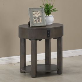 Jonah 20" Light Brown MDF End Table with USB Ports