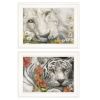 "Tiger Lily Dandy Lion" 2-Piece Vignette By Ed Wargo, Ready to Hang Framed Print, White Frame