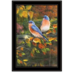 "Bluebirds" by Artisan Kim Norlien, Ready to Hang Framed Print, Black Frame
