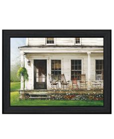 "Back Porch Gathering" by Artisan John Rossini, Ready to Hang Framed Print, Black Frame