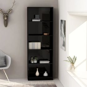 5-Tier Book Cabinet High Gloss Black 23.6" x 9.4" x 68.9" Engineered Wood