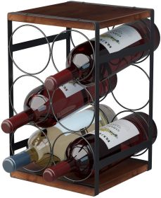 Mecor 6-Bottle Countertop Wine Rack, 3-Tier Tabletop Wood & Metal Wine Holder, Classic Design, Perfect for Home Decor, Bar, Wine Cellar, Basement
