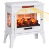 HOMCOM Electric Fireplace Stove, 24" Freestanding Electric Fireplace Heater with Remote, Realistic 3D Flame Effect, Thermostat, Overheat Protection