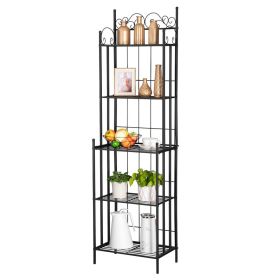 5 Tier Multiuse Black Metal Metal Storage Shelves Steel Baker' s Rack Organizer Rack for Kitchen/Garage/Bathroom/Laundry RT