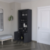 Black Bar Cabinet with Wine Storage and Three Shelves