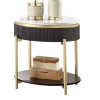 Gorgeous Dark Walnut Finish 1pc End Table White Faux Marble Top Living Room Table Open Bottom Shelve