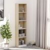 5-Tier Book Cabinet White and Sonoma Oak 15.7"x9.4"x68.9" Engineered Wood