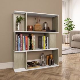 Book Cabinet/Room Divider White and Sonoma Oak 31.5"x9.4"x37.8"