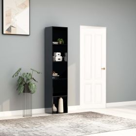 Book Cabinet High Gloss Gray 15.7"x11.8"x74.4" Engineered Wood