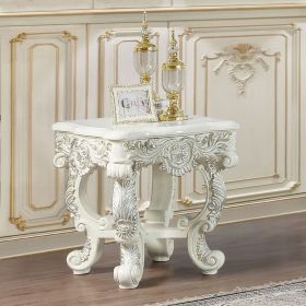 Antique White End Table with Floral Legs