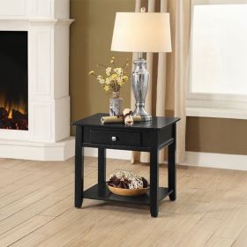 Black End Table with Bottom Shelf
