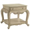 Antique White End Table with Bottom Shelf