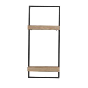 12x6x27" Iron and Wood Wall Shelf With Two Shelves