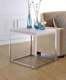 Light Oak and Chrome End Table with Open Base