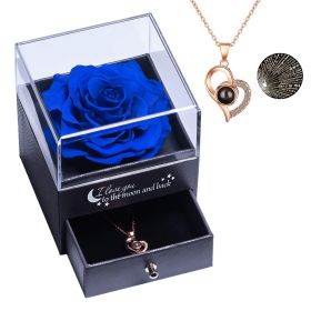 Preserved Real Rose Gift Box Enchanted Real Rose with I Love You Necklace 100 Languages Gift ; Eternal Rose Flower Handmade Preserved Rose Gift for He