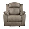 Classic Sandy Brown 1pc Reclining Chair Plush Comfort Pillow-Top Arms Vertical Tufting Solid Wood Luxury Living Room Furniture