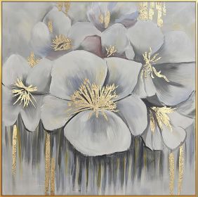 Home Hand Painted "Golden Anther Blossoms" Oil Painting (48"H x 48" W)