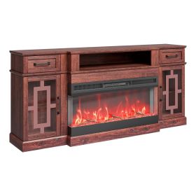 VEVOR Fireplace TV Stand for TVs 70", Media Storage Corner with 36" Fireplace, Storage Drawers & Cabinets