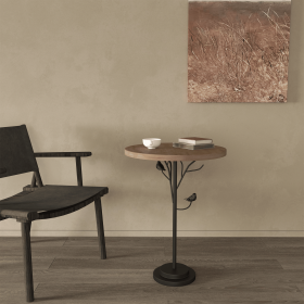 Round Side Table, Small Drink Table for Small Spaces, Modern Accent End Table Coffee Table with Metal Leg for Living Room, Bedroom, Corners