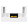 ON-TREND Modern TV Stand with 34.2" Non-heating Electric Fireplace, High Gloss Entertainment Center with LED Lights