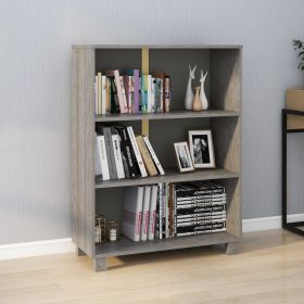 Book Cabinet Light Gray 33.5"x13.8"x44.1" Solid Wood Pine