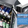 Built-in and Freestanding 15" Mini Beverage Refrigerator/Wine Cabinet, 120 Cans, 34-65°F, Quiet, Adjustable Shelves, Touch Controls, Defrost