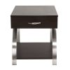 Modern Living Room Furniture 1pc End Table with Drawer Bottom Shelf Espresso Finish Wood Chrome Metal Finish Unique Style Side Table