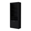 Black Bar Cabinet with Wine Storage and Three Shelves