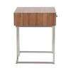 Roman Contemporary End Table in Walnut Wood and Stainless Steel by LumiSource
