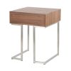 Roman Contemporary End Table in Walnut Wood and Stainless Steel by LumiSource