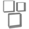 Wall Cube Shelves 3 pcs Gray MDF