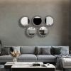 Vintage 17'' x 17'' Wood Round Hanging Gear Shape Decorative Mirror Patchwork Effect With Large-size Mirrors Individually On Art Walls