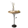 Round Side Table, Small Drink Table for Small Spaces, Modern Accent End Table Coffee Table with Metal Leg for Living Room, Bedroom, Corners