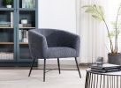 Modern Style 1pc Accent Chair Grey Sheep Wool-Like Fabric Covered Metal Legs Stylish Living Room Furniture
