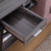 Home End Table with Drawer, Side Table with Storage Shelf in Distressed Grey & Black