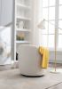Teddy Fabric Swivel Accent Armchair Barrel Chair With Black Powder Coating Metal Ring,Ivory White