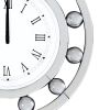 Mirrored Round Shape Wooden Wall Clock, White