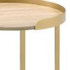 Oak and Gold End Table with Tray Top