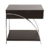 Modern Living Room Furniture 1pc End Table with Drawer Bottom Shelf Espresso Finish Wood Chrome Metal Finish Unique Style Side Table
