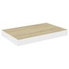 Floating Wall Shelf Oak and White 19.7"x9.1"x1.5" MDF