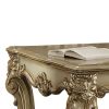 Gold Patina and Bone End Table with Scrolled Leg