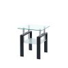 Tempered Transparent Glass End Table, 2-Layers Small Table with Storage, Living Room Side Table