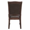Traditional Dining Wooden Side Chairs Set of 2 Brown Cherry Finish Faux Leather Upholstery Home Furniture