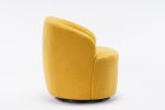 Teddy Fabric Swivel Accent Armchair Barrel Chair With Black Powder Coating Metal Ring,Yellow