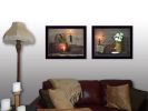 "Baskets and Flowers Collection" 2-Piece Vignette By Susan Boyer, Printed Wall Art, Ready To Hang Framed Poster, Black Frame