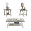 Athens Contemporary 3-Piece Wood Shelf Coffee Table Set in Weathered Gray and Beige