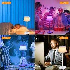 Neoglint RGB+CCT Table Lamp Colorful Desk Light Touch Control Bedside Lamp Reading Lamp for Living Room Bedroom 4000mAh Rechargeable Battery