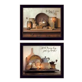 "By Grace Collection" 2-Piece Vignette By Susan Boyer, Printed Wall Art, Ready To Hang Framed Poster, Black Frame