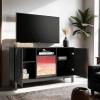 Fireplace TV Stand with 18" Electric Fireplace, Mid Century Modern Entertainment Center with Drawer and Shelf
